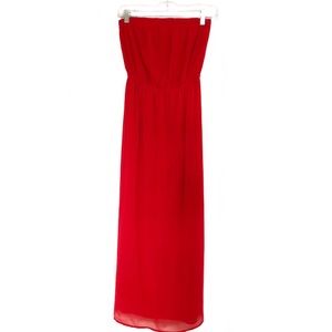Forever 21 Strapless Maxi Dress Red Size Small